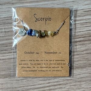 Scorpio Zodiac Stone Necklace with Silver Chain